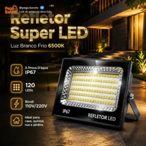 Kit 2 Refletores Led Smd Holofote 500w Ip67 Carcaça Preta Luz Branco Frio 6500k Bivolt Econômico Decorativo - Imagem 1