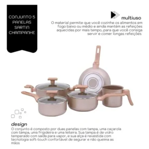Conjunto De Panelas Sartin Champ 5 Pçs Cerâmica Mimo Style - Imagem 5