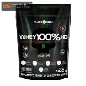 Whey 100% Hd Refil Black Skull - 900g (wpc, Wpi E Wph) Sabor Baunilha - Imagem 1