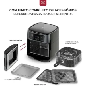 Fritadeira Elétrica Wap Air Fryer Oven Digital Black Inox 12 Litros com Revestimento Antiaderente - Imagem 6