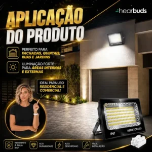 Kit 2 Refletores Led Smd Holofote 500w Ip67 Carcaça Preta Luz Branco Frio 6500k Bivolt Econômico Decorativo - Imagem 4
