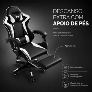Cadeira Gamer Python Fly GC01 Ergonômica com Apoio para Pés e Encosto Reclinável até 150kg - Imagem 9