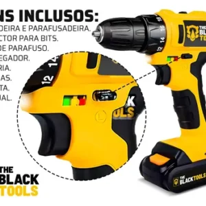 Furadeira Parafusadeira Sem Fio A Bateria Tb-12e 12v 3/8 10mm Com Maleta E Acessórios The Black Tools - Imagem 3