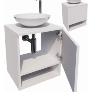 Gabinete Para Banheiro 40cm Com Cuba E Espelho Armário Suspenso Lavabo Completo - Imagem 4