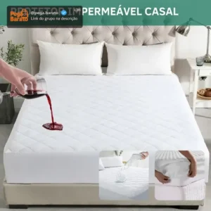 Protetor De Colchão Impermeável Casal Matelado Antialérgico Antiácaro Resistente A Líquidos Toque Macio Branco - Imagem 1