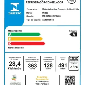 Geladeira Frost Free Duplex 491l Inverter Cor Inox Midea Cor Inox - Imagem 11