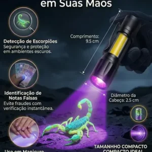 Lanterna Uv Led Luz Negra Roxa Ultravioleta Detecta Escorpião Nota Falsa Dinheiro Inseto Seca Unha Resina Máscara Bateria Recarregável Usb Portátil Potente Mini - APFER - Imagem 4