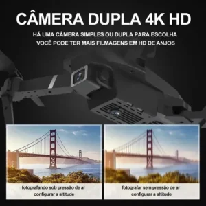 Mini Drone E88 Pro Com Câmera Dupla Wifi Com Case 2 Baterias + Ligenai Jozy Mini Controle Remoto Drone 2.4 Ghz - Imagem 11