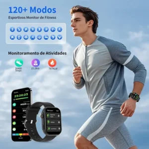 Smartwatch PEJE ZW03 Tela AMOLED 2.13" 2 Pulseiras À Prova d'Água Bluetooth Chamadas 120+ Modos Esportivos Masculino Feminino Android iOS - Imagem 7