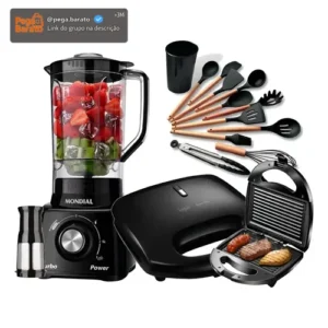 Kit Liquidificador Mondial + Sanduicheira + Jogo De Cozinha - Imagem 1