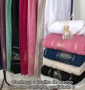Kit 2 Toalhas Banho Jacquard Gigantes 100% Algodão 70x150cm - Imagem 2