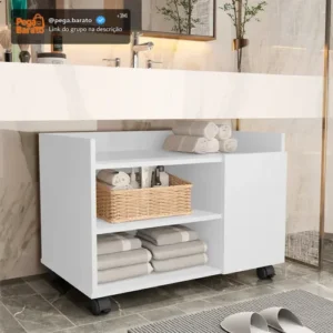 Organizador Gabinete Para Banheiro Lavabo Com Rodízio Gaveta - Imagem 1