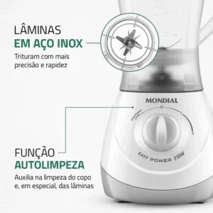 Liquidificador Easy Power 550w 1,9 Litros Mondial Branco - Imagem 9