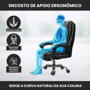 Cadeira Escritório Presidente Massageador Couro H Homall Preto Couro Este apoio de pés é ajustável e giratório, perfeito para uso no estudo ou no escritório. A capacidade de carga é de 120kg - Imagem 4