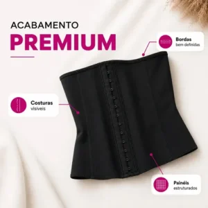 Cinta Modeladora Abdominal Feminina Esbelt 404 Emborrachada Cotton Afina Cintura Redutora Barriga Compressão Postural 4 Barbatanas - Preto M - Imagem 9