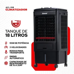 Climatizador De Ar Amvox Umidifica E Ventila 18l Preto - Imagem 4
