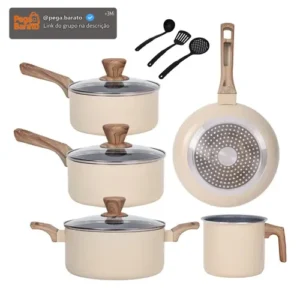 Conjunto Panelas Cerâmica Antiaderente Indução Gas 8 Peças - Imagem 1