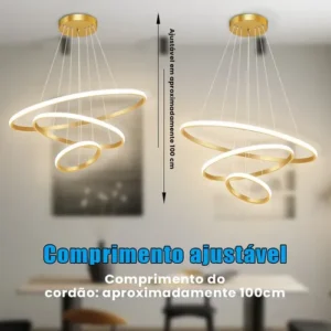 Lustre Led Sala Moderno 60w, 3 Arcos Pendente Luminária Teto - Imagem 7
