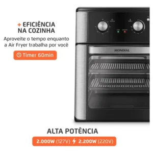 Fritadeira Air Fryer Forno Oven 12l Mondial Afon-12l-ab Preto - Imagem 6