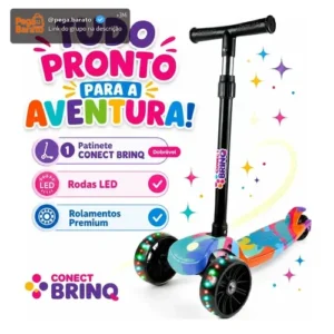 Patinete Scooter Dobrável Com Led Freio Bv0011 Mega Compras Azul - Imagem 1