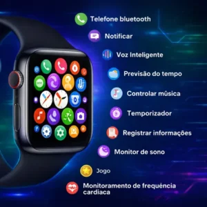 Smartwatch S10 Série 10 Relógio Digital Masculino Feminino Resistente A Agua Caixa Prateado Com 2 Pulseiras Smartwatch Completo Compatível Android E Ios Monitor Atividades 3 Tech Liso prateado - Imagem 3