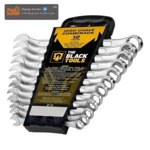 Jogo De Chave Boca E Estrela Combinada 12 Pçs Aço 6 22 Mm Cromada IF-12 The Black Tools - Imagem 1