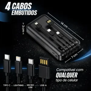 Power Bank 20000mah Carregador Portátil Turbo Rápido 22.5w Display Digital Preto - Imagem 4