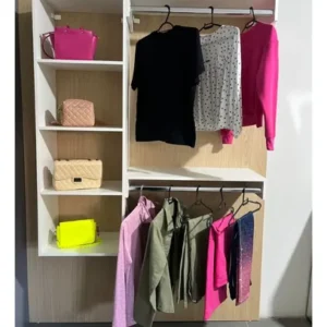 Closet Arara Aberto Com Cabideiro Suspenso De Parede Branco - Imagem 4