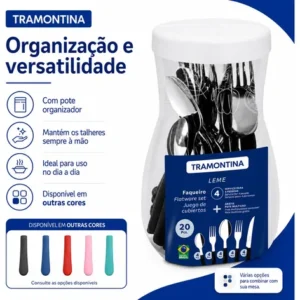 Jogo De Talheres Faqueiro Tramontina Aço Inox Leme 20 Peças - Imagem 6
