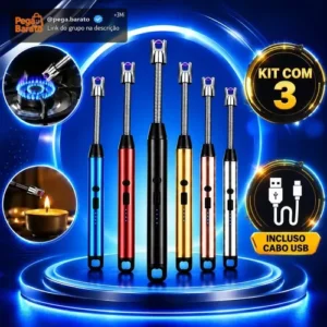 Kit 3 Acendedor Elétrico Recarregável Usb Para Fogão Plasma - Imagem 1