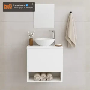 Gabinete Para Banheiro 40cm Com Cuba E Espelho Armário Suspenso Lavabo Completo - Imagem 1