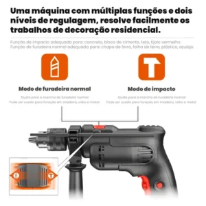 Furadeira De Impacto Elétrica Genérica Compacta - Imagem 6