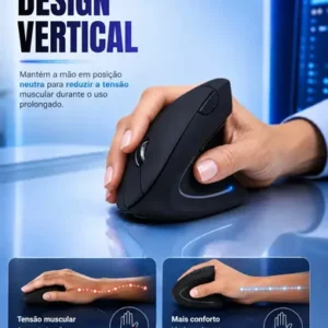 Mouse Vertical Ergonômico Recarregável Sem Fio Bluetooth Led Usb 2.4g 1600 Dpi Silencioso Portátil - Imagem 4