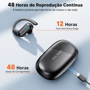 Fone De Bluetooth 5.3 Tws Sem Fio Esportivo Compatível Com iPhone Samsung Xiaomi Motorola Celular Android Ios Academia Com Gancho - Imagem 10