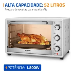 Forno Elétrico 52L Grand Family II, Mondial, Branco/Inox, 1800W FRN-52-W - Imagem 7