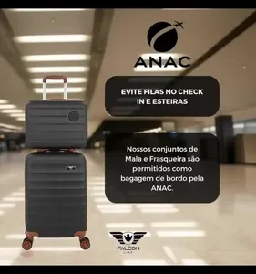 Kit Bolsa Mala Viagem Frasqueira Tamanho Pequeno com rodinha para 10kg Cor Azul-escuro - Imagem 2