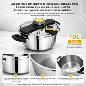 Panela De Pressão 10l, Válvulas Reguladoras De Pressão Dupla - Imagem 5