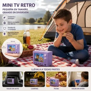 Mini Tv Portátil Retrô, Tela Usb Hd Recarregável De 2,4 - - Imagem 2