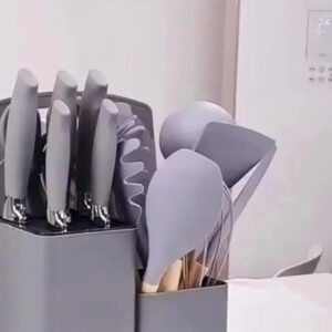Kit 19 Utensílios Para Cozinha Com Tábua E Espátula Verde - Imagem 2
