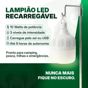 Lampada Led Solar Recarregável Camping Usb Pesca Jardim Lampiao Viagem Several - Imagem 3