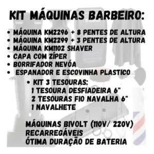 Kit Maquina Cortar Cabelo Kemei Profissional + Acessórios - Imagem 3