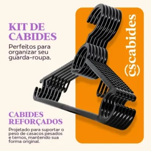 Kit 60 Cabides Pretos Adulto Antideslizante Reforçado Roupas - Imagem 4