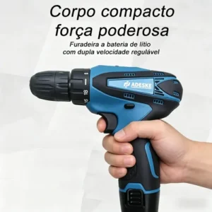 Parafusadeira Furadeira Adeske 12V Sem Fio Azul Com Kit de Acessórios - Imagem 6