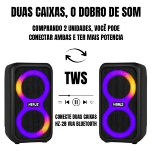 Caixa de Som Bluetooth Caixinha Grande 2 Altos Falantes 10w-hz 5.0 Boombox Com Radio Fm E Entrada Usb Pendrive - Imagem 4
