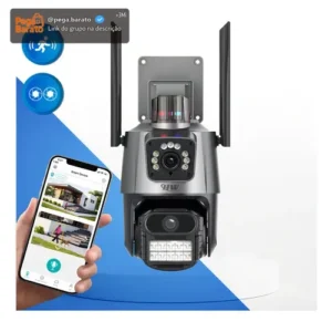 Câmera Segurança Wi-fi Ip Dual com Sirene Visão Noturna Colorida 355° App Icsee Prova Dágua Cor Preto - Hw - Imagem 1