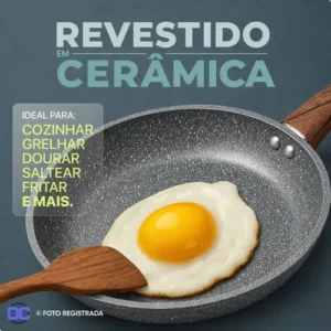 Panela Frigideira Indução E Gás Antiaderente De Cerâmica 24cm Luxo Sem Tampa Premium Care Cor Grafite Marca Dc - Imagem 3
