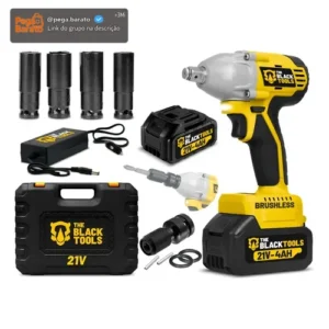 Chave De Impacto A Bateria 21V 1/2" Pol 2400 Rpm Bivolt Com Acessórios E Maleta The Black Tools - Imagem 1