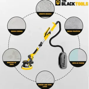 Lixadeira Teto E Parede Telescópica Profissional Com Led E Saco Coletor The Black Tools Btl750 750w - Imagem 11