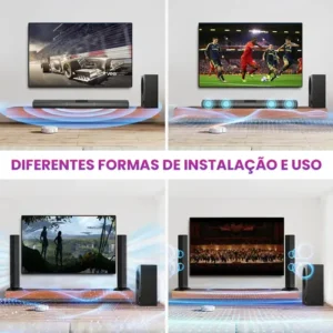 Caixa De Som Tv Sound Bar Subwoofer Home Theater 340W Gaonas Blutooth 5.3 2.1 Sem Fio Soundbar Barra De Som Cinema Para Smart Tvs, Graves Profundos E Aumento De Volume Com 3 Modos - Imagem 10