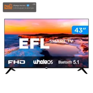 Smart TV 43" LED, Full HD, Ultrafina, Sem bordas, 3 HDMI 2 USB, Controle remoto multifuncional, Wifi, Bluetooth - EFL 43SX800FD - Imagem 1